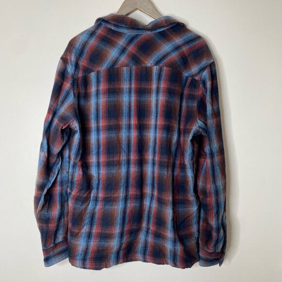 PRANA Mens Glover Park Blue Red Plaid Lined Flannel Shacket Size Large - Picture 8 of 9